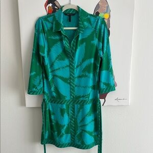BCBGMaxAzria Teal and Emerald Shirt Dress